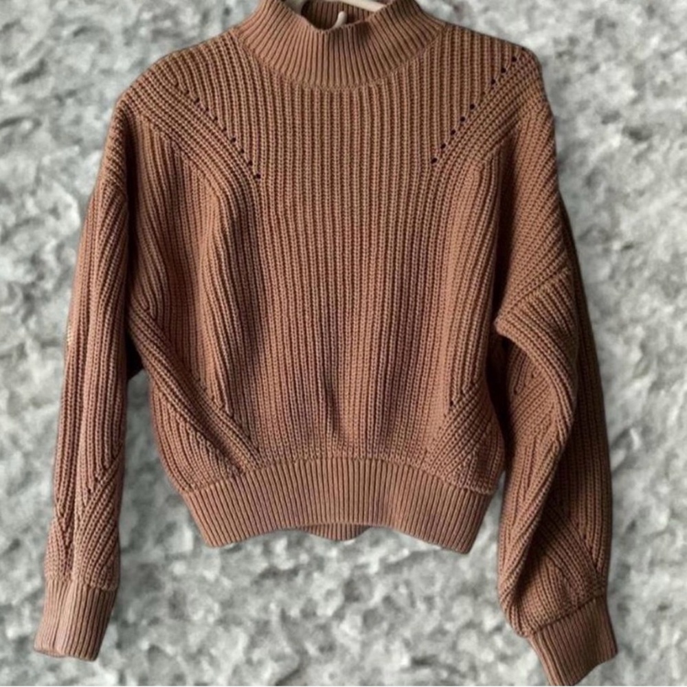 Forever 21 Ribbed Mock Neck Sweater - Chocolate Brown
